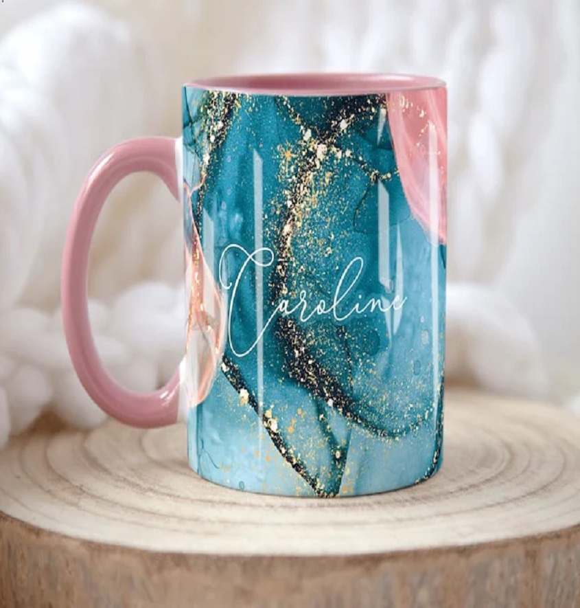 Service Provider of Blue Pink Abstract Art Design with Name Customized Photo Printed Coffee Mug in New Delhi, Delhi, India