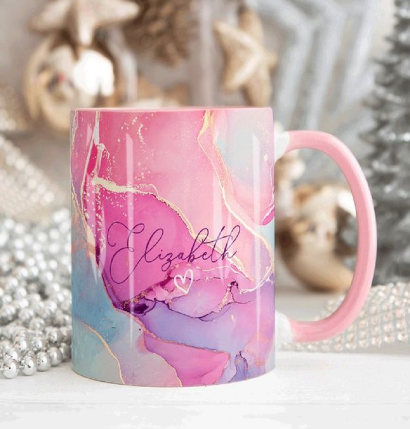 Service Provider of Pink Gold Marble Design with Name Customized Photo Printed Coffee Mug in New Delhi, Delhi, India